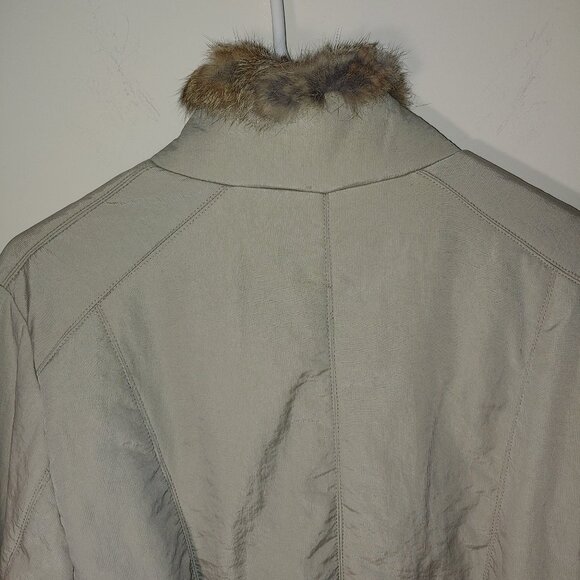 Via Spiga Rabbit Fur Collar and Cuffs Puffer Jacket Size L Oatmeal Cream - Picture 8 of 12